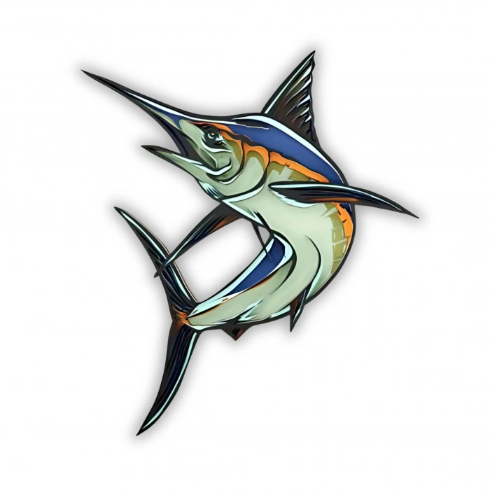 Kılıç Balığı Figürlü Katmanlı Ahşap Duvar Dekoru