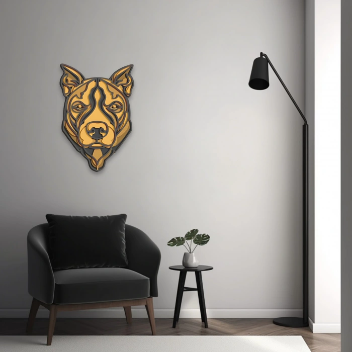 Köpek Temalı Katmanlı Ahşap Duvar Dekoru