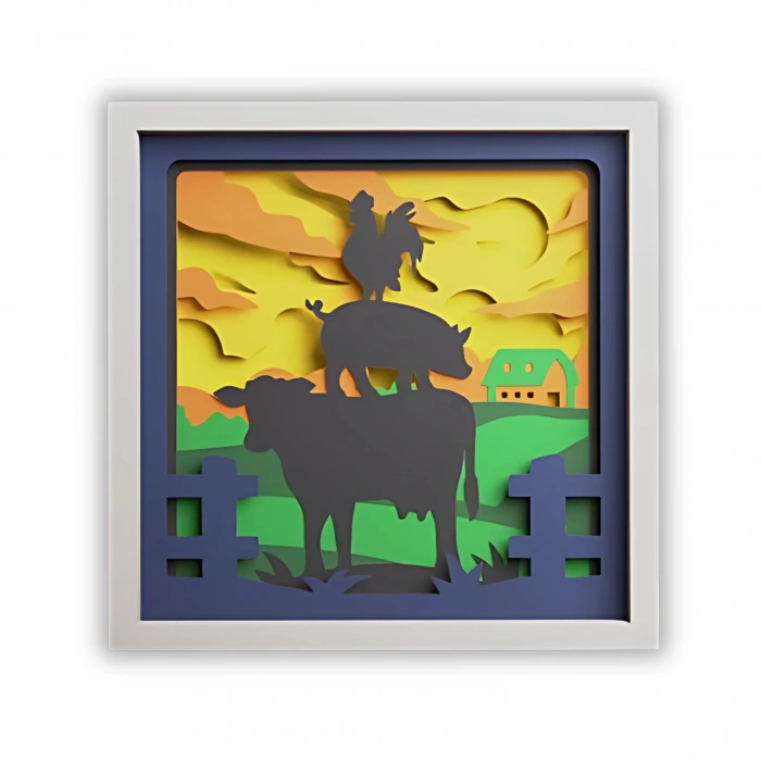 Köy Temalı Katmanlı Ahşap Duvar Dekoru