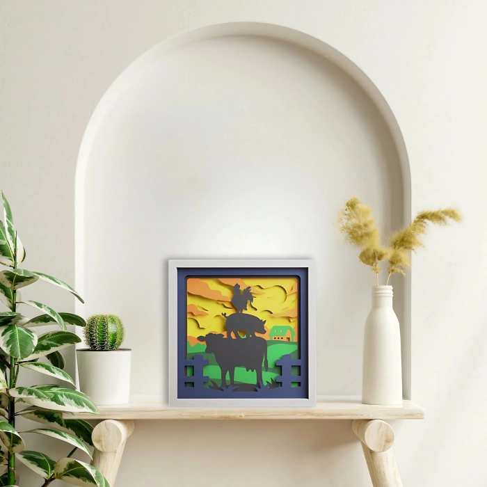 Köy Temalı Katmanlı Ahşap Duvar Dekoru