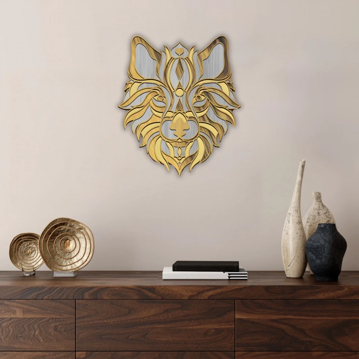 Kurt Figürlü Katmanlı Ahşap Duvar Dekoru