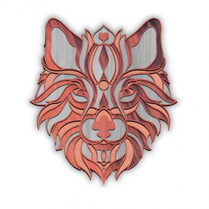 Kurt Figürlü Katmanlı Ahşap Duvar Dekoru