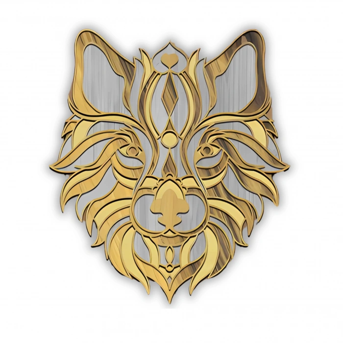 Kurt Figürlü Katmanlı Ahşap Duvar Dekoru