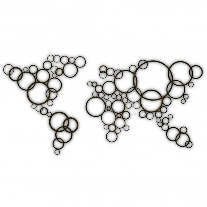 Modern Dünya Haritası Tasarımlı Duvar Dekoru