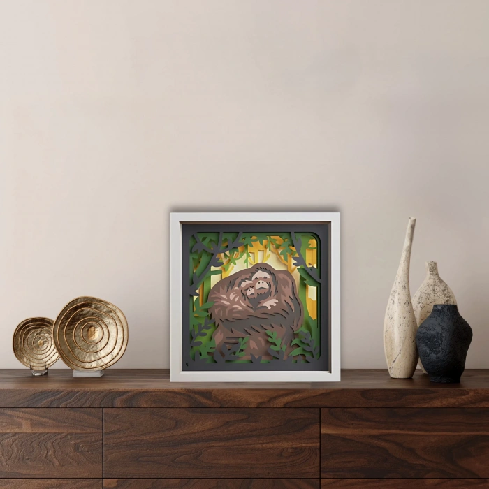 Orangutan Temalı Katmanlı Ahşap Duvar Dekoru