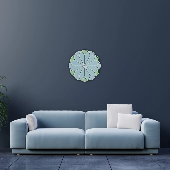 Pastel Renkli Çiçek Motifli Çok Katmanlı Ahşap Duvar Dekoru