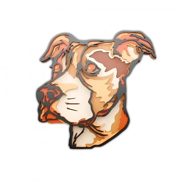 Pitbull Figürlü Çok Katmanlı Ahşap Duvar Dekoru