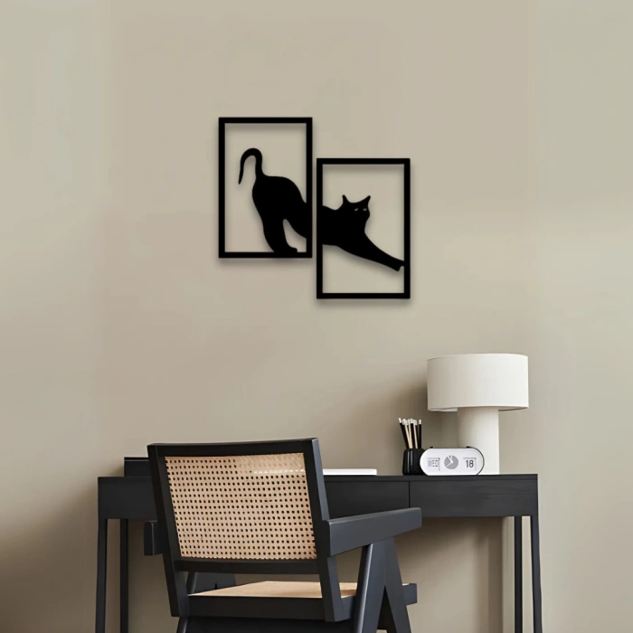 Siyah Silüet Kedi Duvar Dekoru