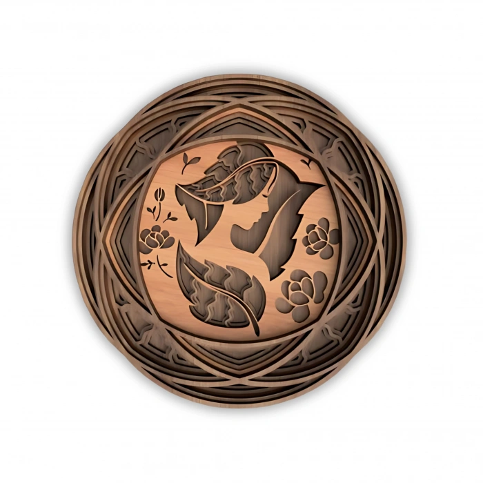 Yaprak Temalı Katmanlı Ahşap Duvar Dekoru