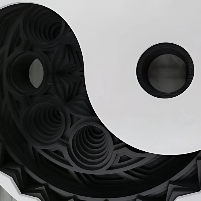 Yin Yang Temalı Katmanlı Ahşap Duvar Dekoru