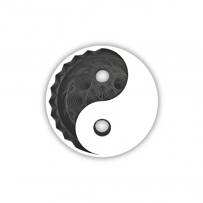 Yin Yang Temalı Katmanlı Ahşap Duvar Dekoru