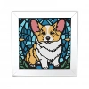 Renkli Corgi Cam Vitray Tarzı Katmanlı Ahşap Duvar Dekoru