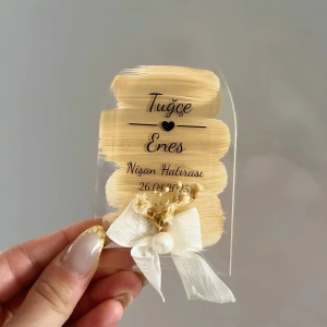 Kişiye Özel Fırça Desenli Nişan & Söz Magneti