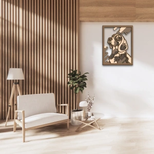 Ahşap Çerçeveli Köpek Figürlü Duvar Tablosu