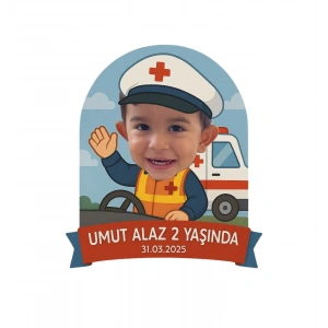 Ambulans Şoförü Temalı Kişiye Özel Doğum Günü Magneti