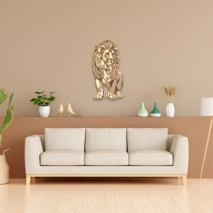 Aslan Figürlü Katmanlı Ahşap Duvar Dekoru