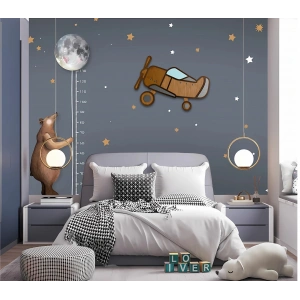 Çocuk Odası Ahşap Uçak Duvar Dekoru