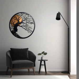 Doğa ve Kadın Silüeti Temalı Katmanlı Ahşap Duvar Dekoru