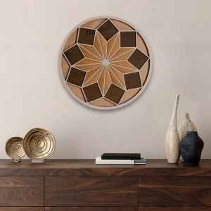 Geometrik Desenli Katmanlı Ahşap Duvar Dekoru