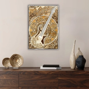 Gitar Temalı Çok Katmanlı Ahşap Duvar Dekoru