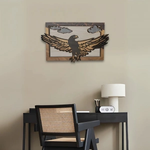Kartal Temalı Katmanlı Ahşap Duvar Dekoru