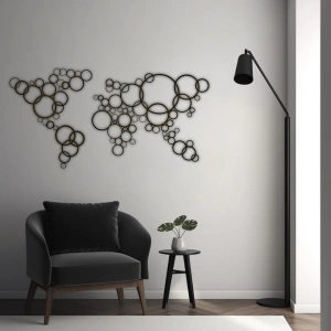 Modern Dünya Haritası Tasarımlı Duvar Dekoru