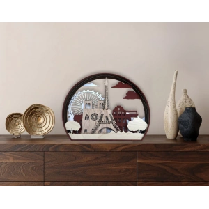 Paris Silueti Temalı Katmanlı Ahşap Duvar Dekoru