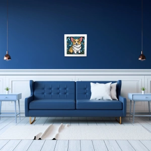 Renkli Corgi Cam Vitray Tarzı Katmanlı Ahşap Duvar Dekoru