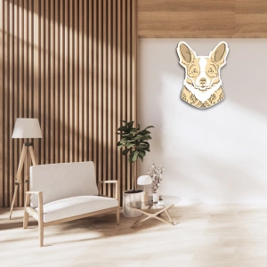 Sevimli Corgi Temalı Katmanlı Ahşap Duvar Dekoru