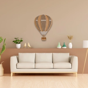 Sıcak Hava Balonu Temalı Katmanlı Ahşap Duvar Dekoru