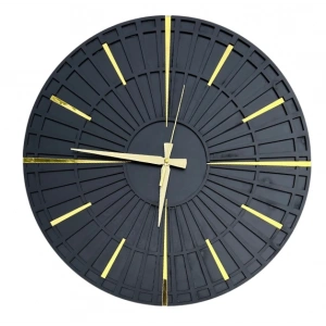 Siyah Altın Detaylı Modern Daire Duvar Saati