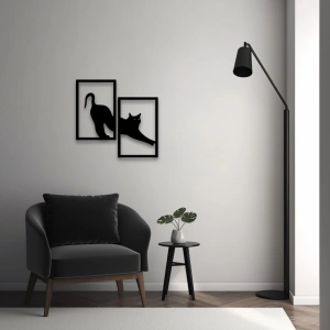Siyah Silüet Kedi Duvar Dekoru