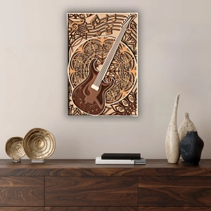 Gitar Temalı Çok Katmanlı Ahşap Duvar Dekoru