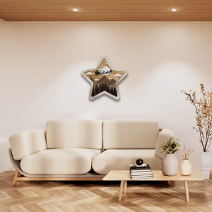 Yıldız Formunda Noel Temalı Katmanlı Ahşap Duvar Dekoru
