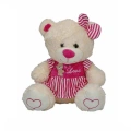 8334 Oturan Çizgili Elbiseli Peluş Ayı 40 cm -Sunman
