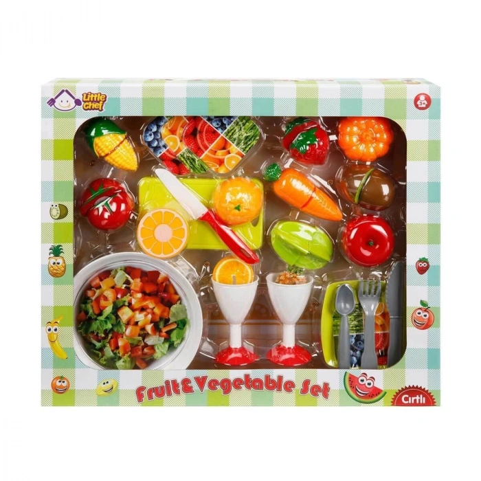1974 Kesme Tahtalı Meyve ve Sebze Oyun Seti 30 Parça -Sunman