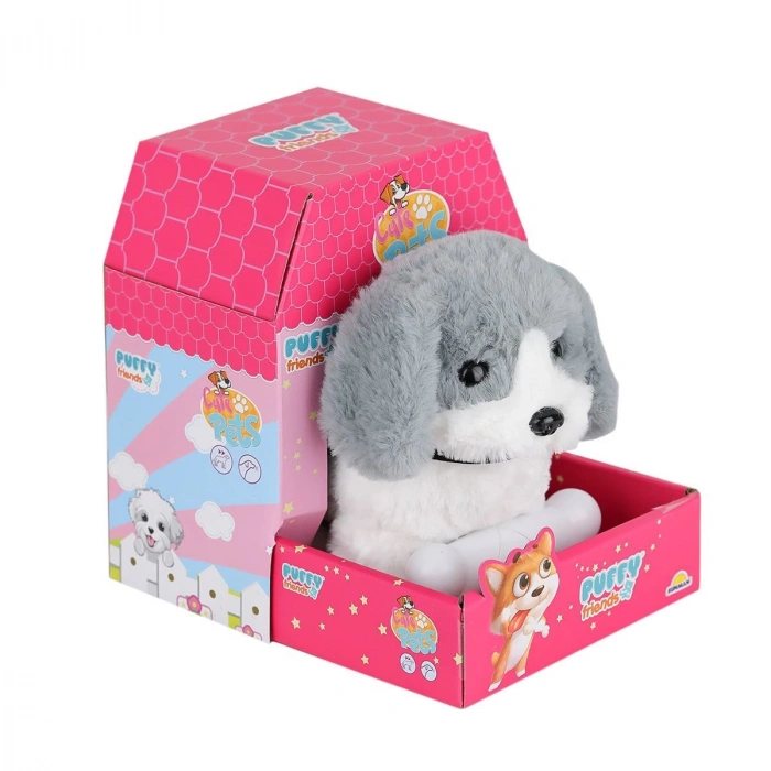 4247 Sesli Hareketli Peluş Köpek Gri -Sunman