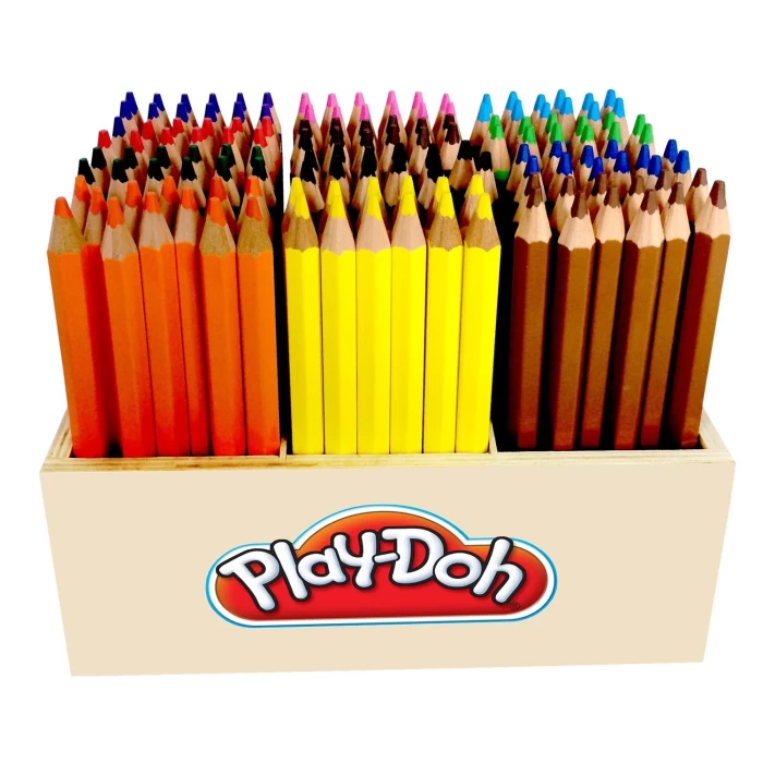 Play-Doh 12 Renk Üçgen Kuruboya 144Lü Ahşap Stand Play-Ku018