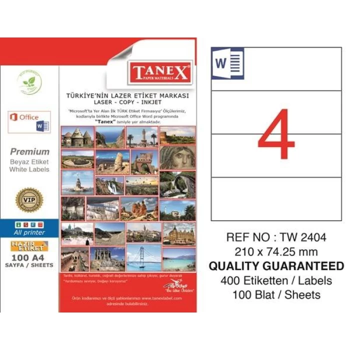 Tanex Laser Etiket Tw-2404 210x74