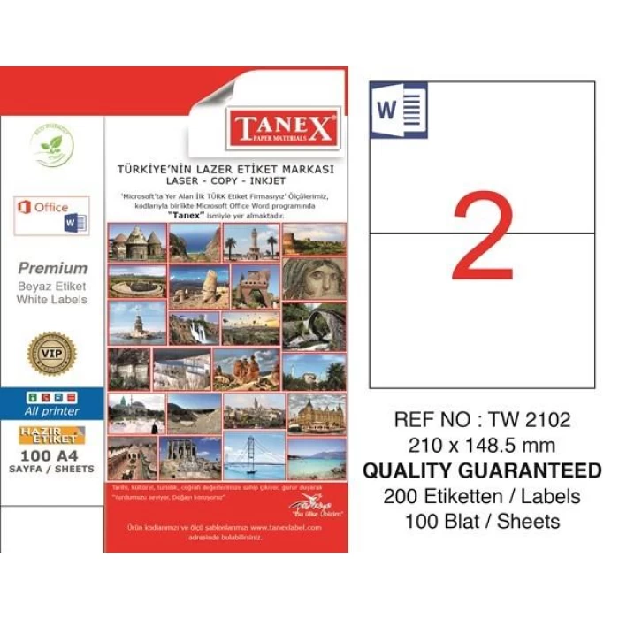 Tanex Laser Etiket Tw-2102 210 X 148,5 Mm ( 1047 )