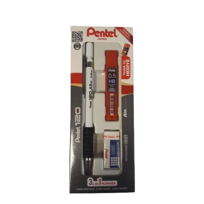 Pentel A315-3WS 3lü 0,5 mm Takım Versatil+Silgi+Uç Byz-Gri