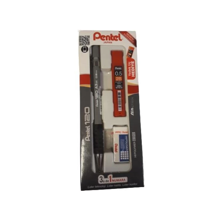 Pentel A315-3WS 3lü 0,5 mm Takım Versatil+Silgi+Uç Byz-Gri