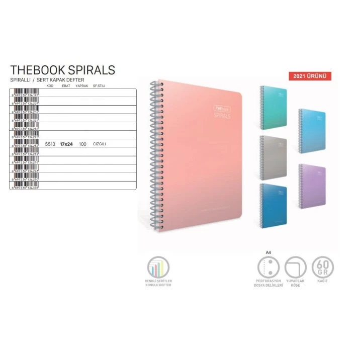 Gıpta Thebook Spiral Sert Kapak 17x24 100 Yp Çiz. Defter 5513