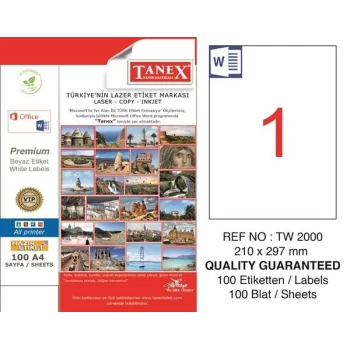 Tanex Lazer Etiket Tw-2000 210 X 297 Mm