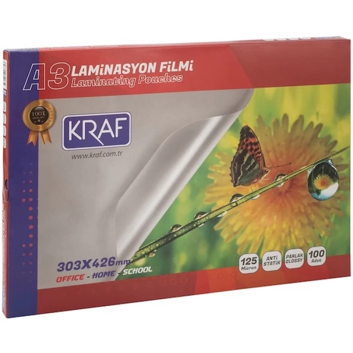 Kraf Laminasyon Filmi Parlak A3 125mic 100 Lü 2123