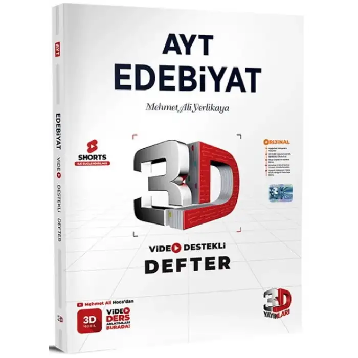 3D Ayt Edebiyat Video Destekli Defter Vdd 2025-26