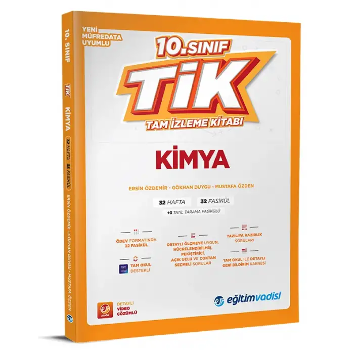 Eğitimvadisi 10.Sınıf Kimya Tam İzleme Kitabı 2025-26