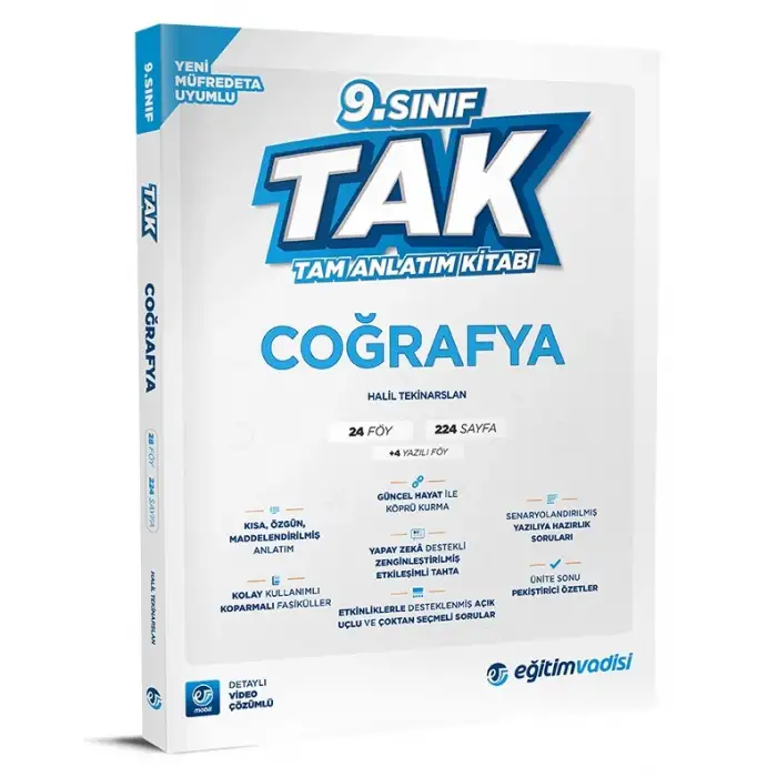 Eğitimvadisi 9.Sınıf Coğrafya Tam Anlatım Kitabı Tak 2024-25