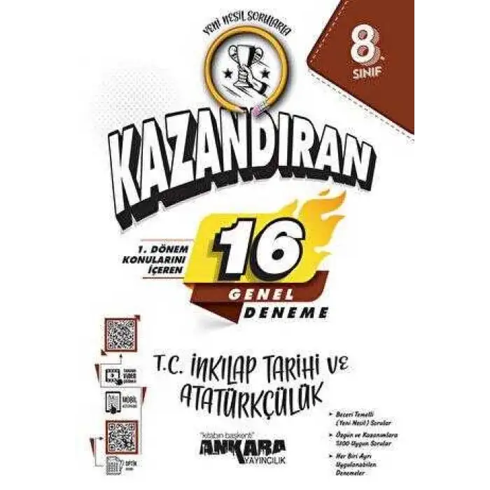 Ankara 8.Sınıf Kazandıran 1 Dönem İnkılap Tarihi 16 Genel Deneme