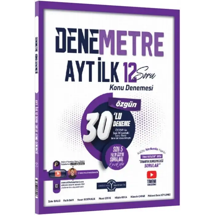 Orijinal Ayt Denemetre İlk 12 Konu Denemesi 2025-26